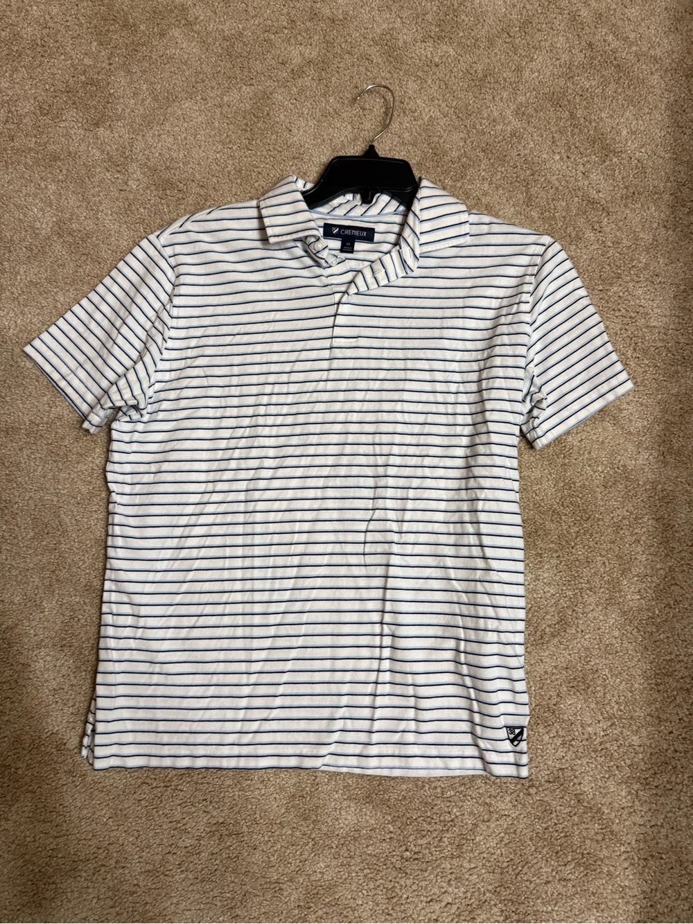 Cremiux m White/Navy Striped Polo Shirt
